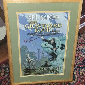 Neil Gaiman Signed Framed Graveyard Book Volume 2 Poster